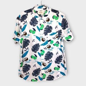 Urban Pipeline Mens Shirt Sz XXL Hawaiian Tropical Blue White Cotton Short Sleev